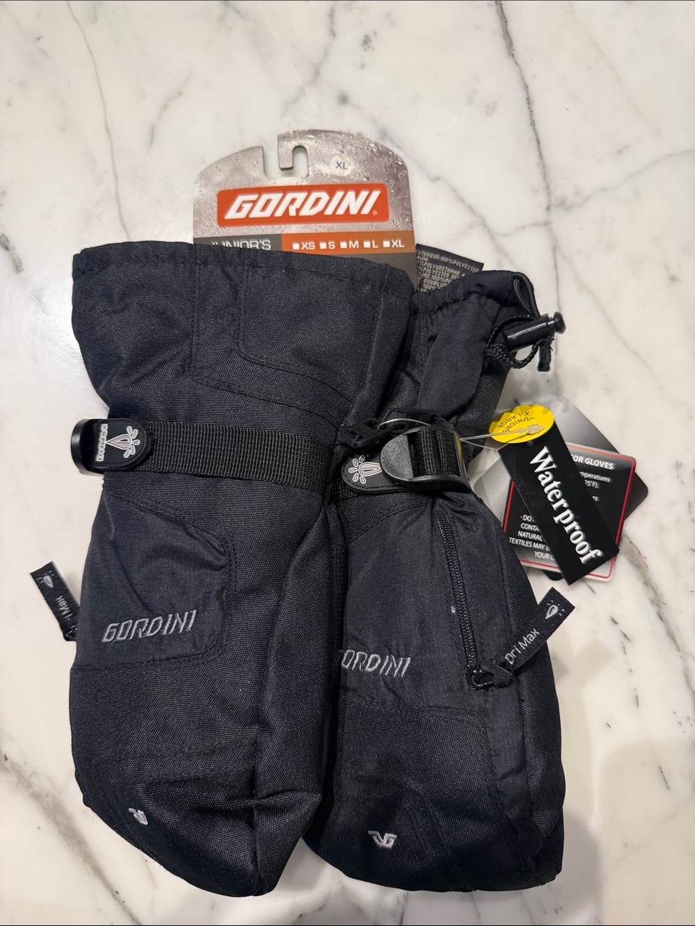 Gordini Waterproof Black Ski Mittens - Juniors X-Large